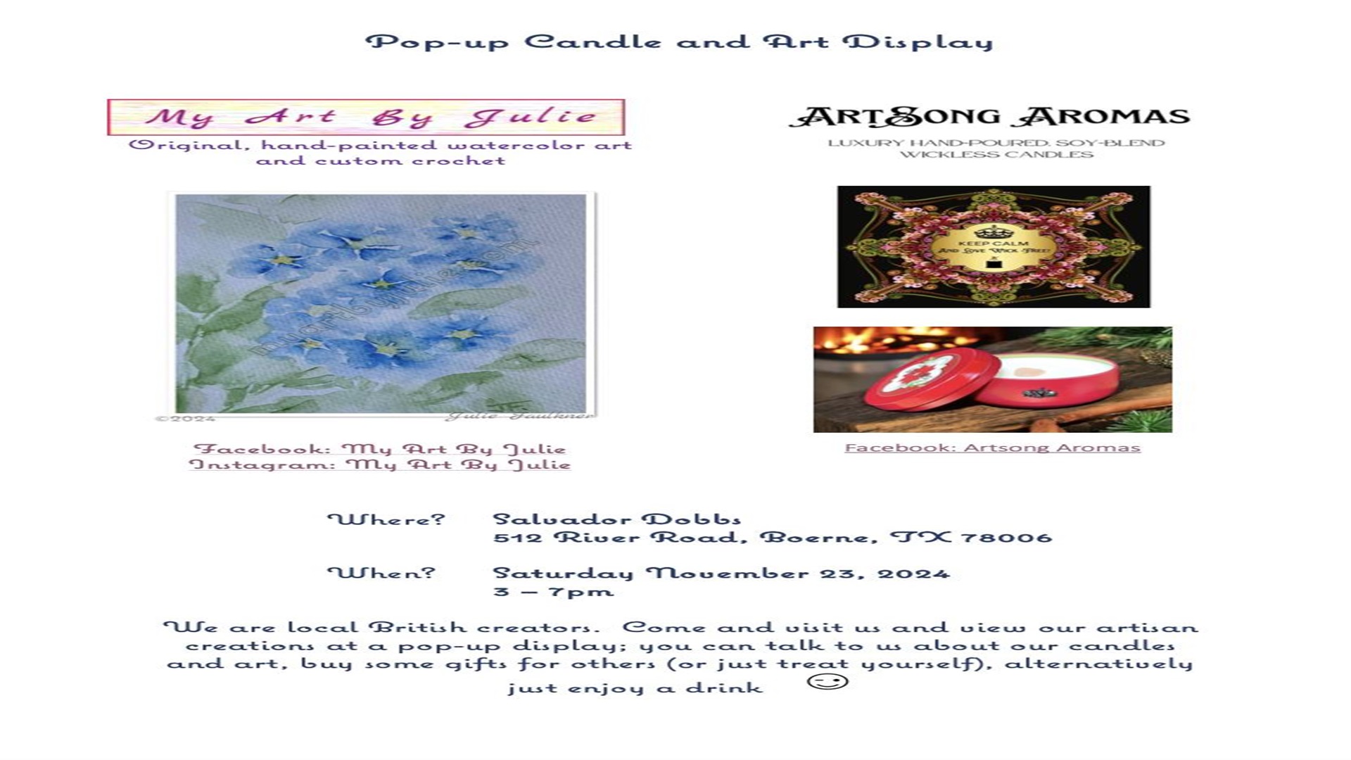 Candle and Art Pop-Up at Salvador DOBBS