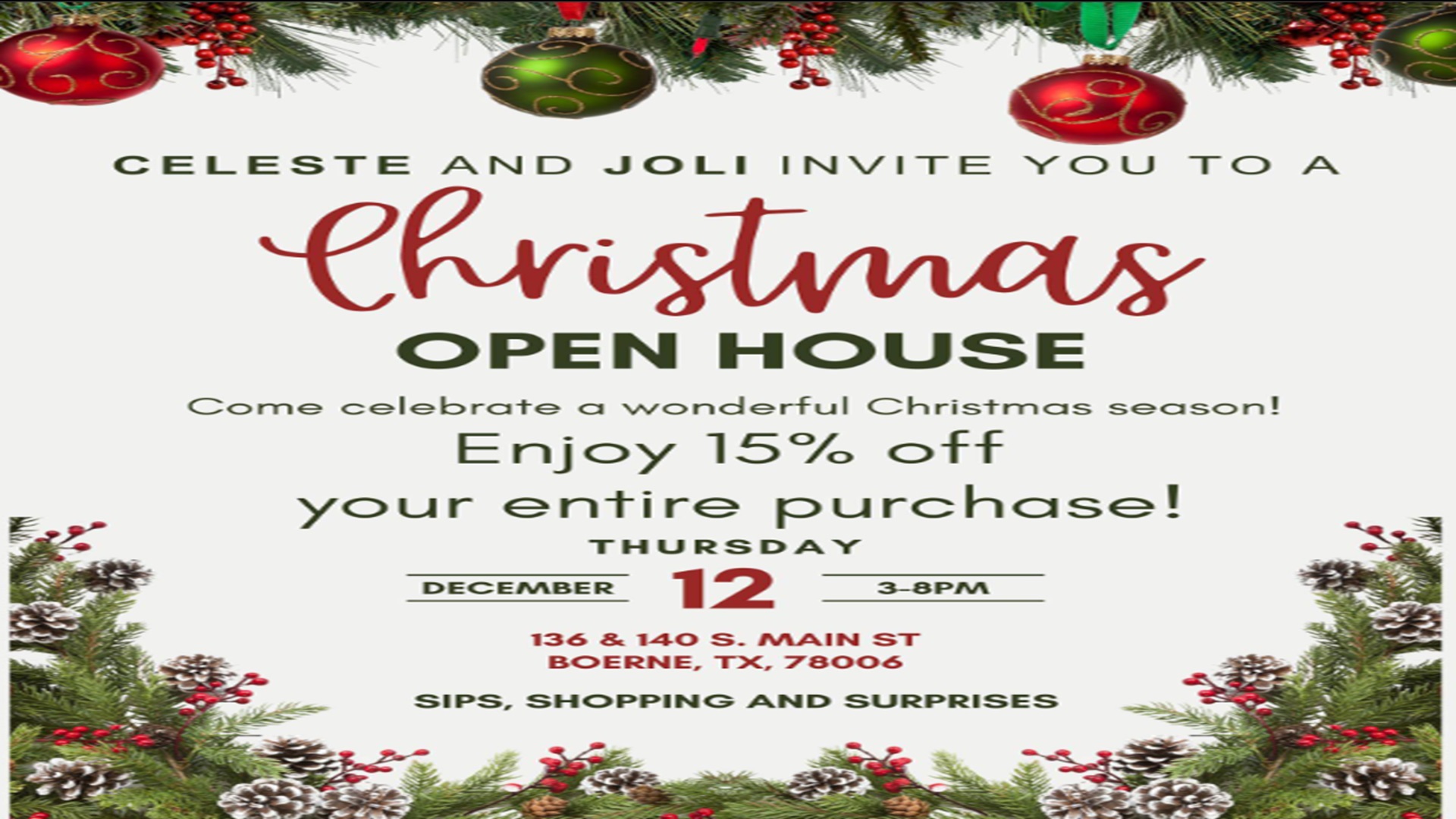 Christmas Night Out at Joli Boutique and Celeste in Boerne