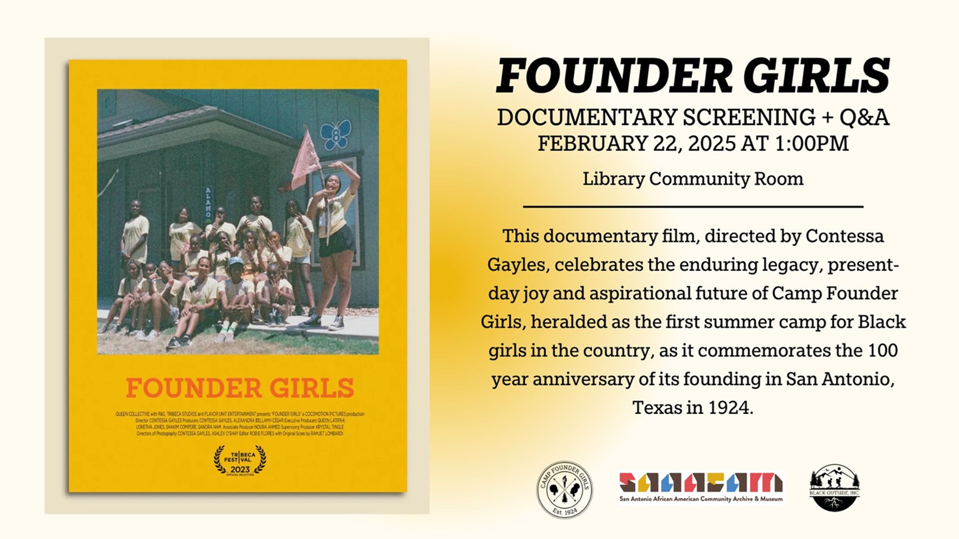 Founder Girls Documentary Screening at Patrick Heath Public Library