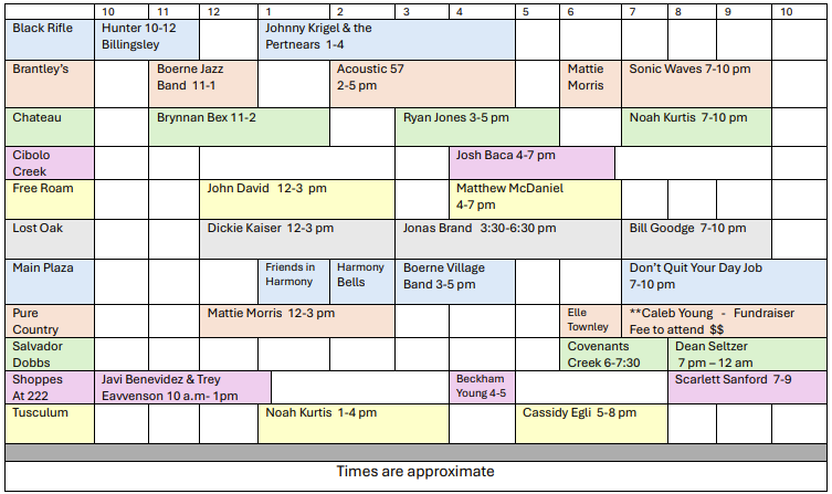 music on the mile schedule