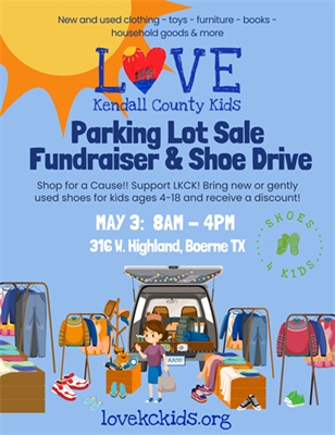 Parking Lot Sale Fundraiser and Shoe Drive at Love Kendall County Kids