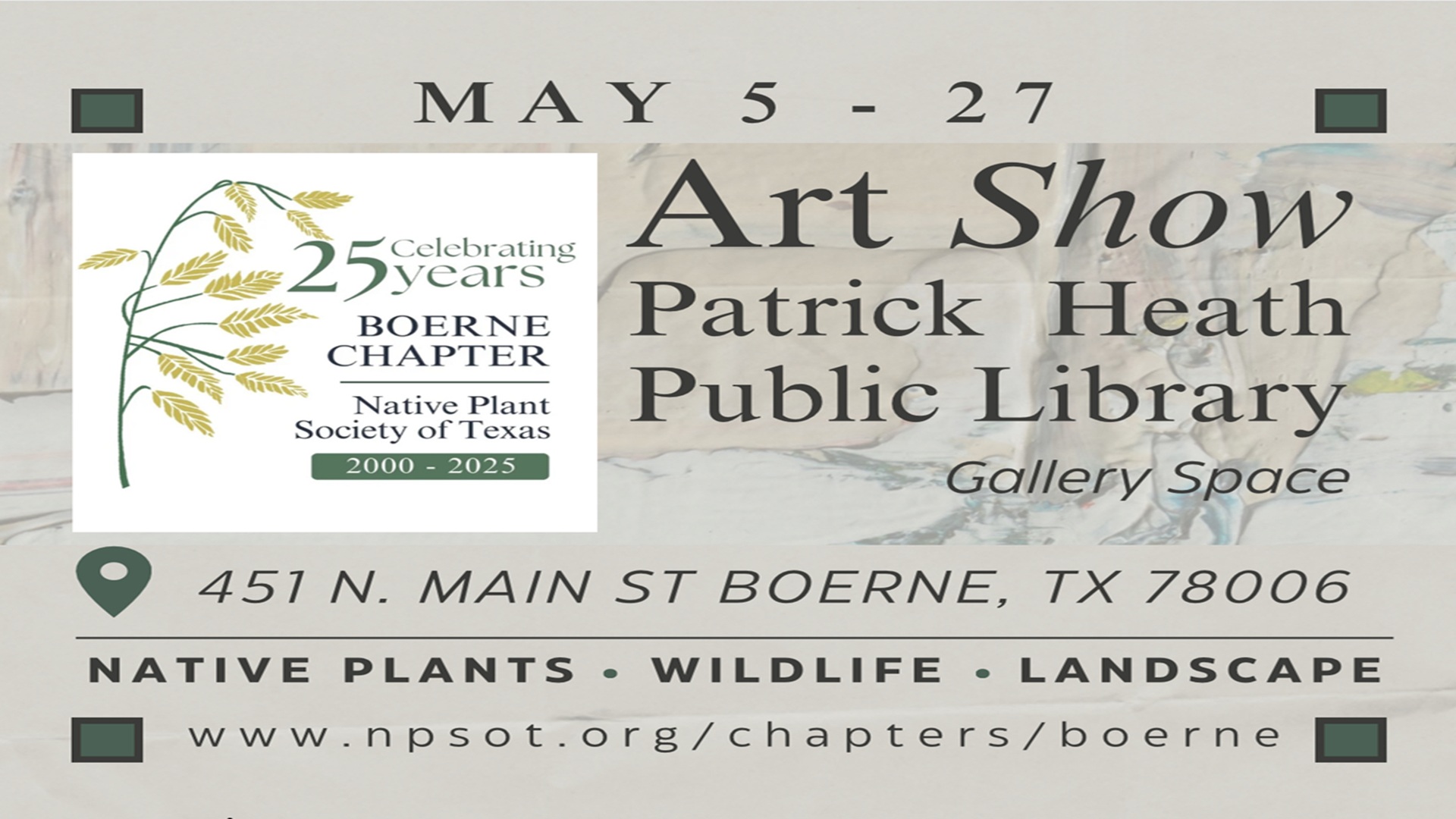 Boerne NPSOT Art Show at Patrick Heath Public Library