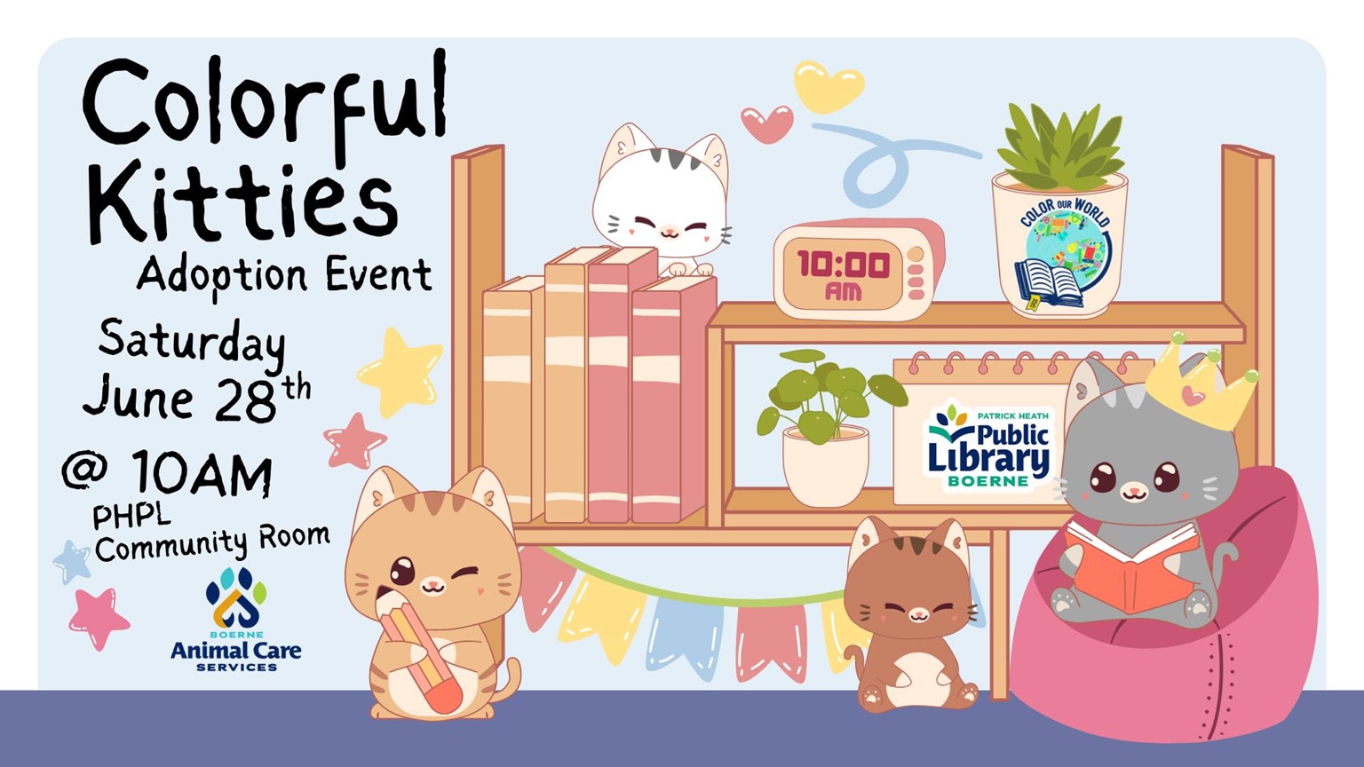 Colorful Kitties Adoption Event at Patrick Heath Public Library