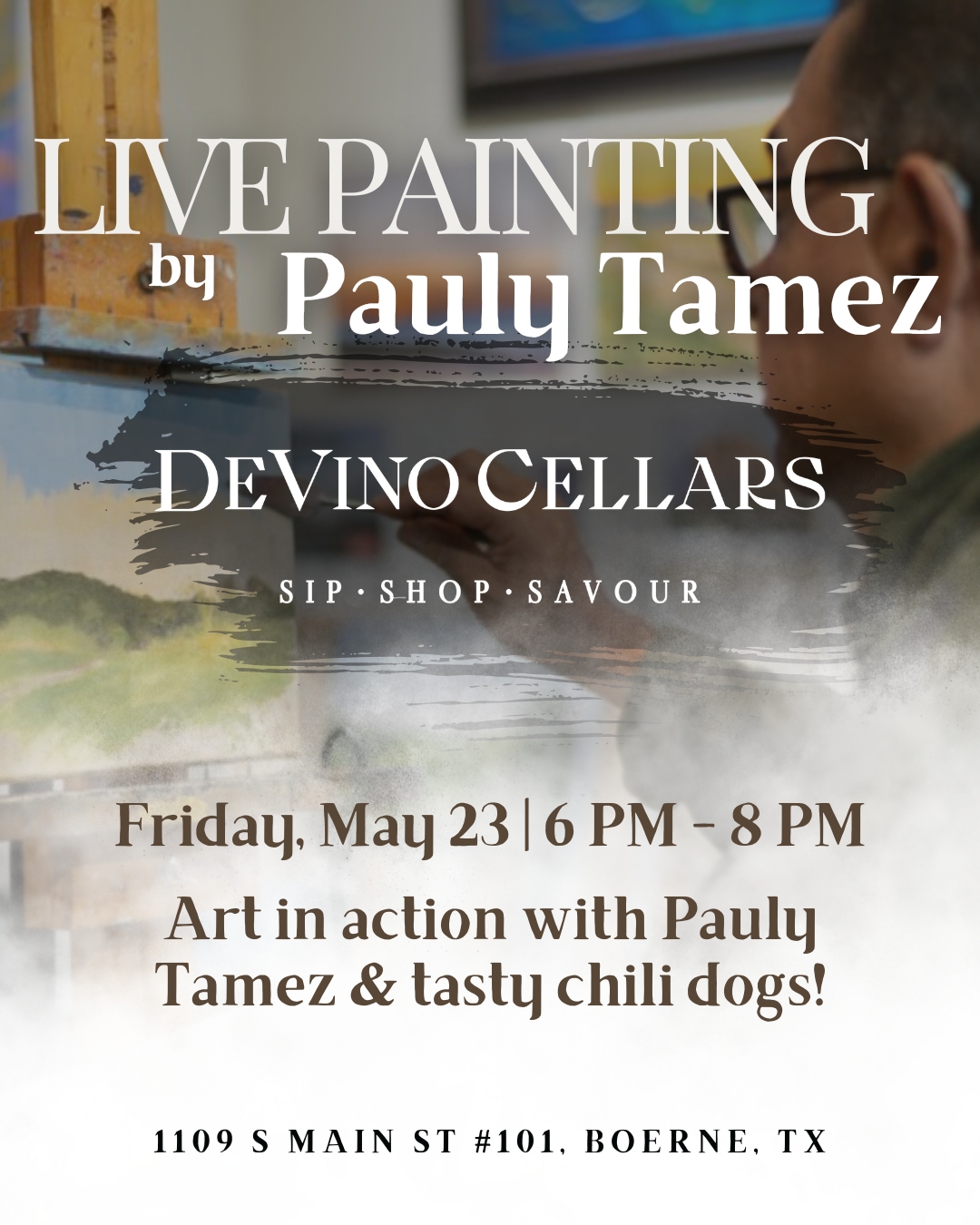 Live Painting by Pauly Tamez and Chili Dogs Worth Framing