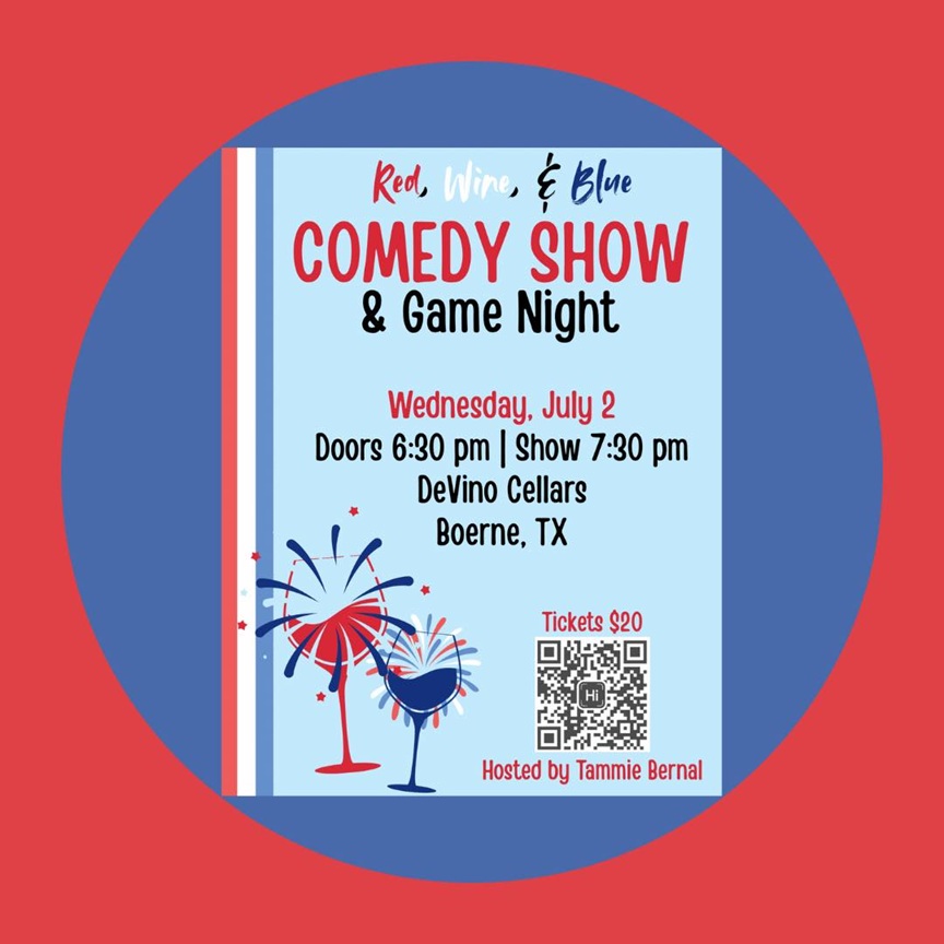 Red, Wine, & Blue Comedy Show & Game Night at DeVino Cellars