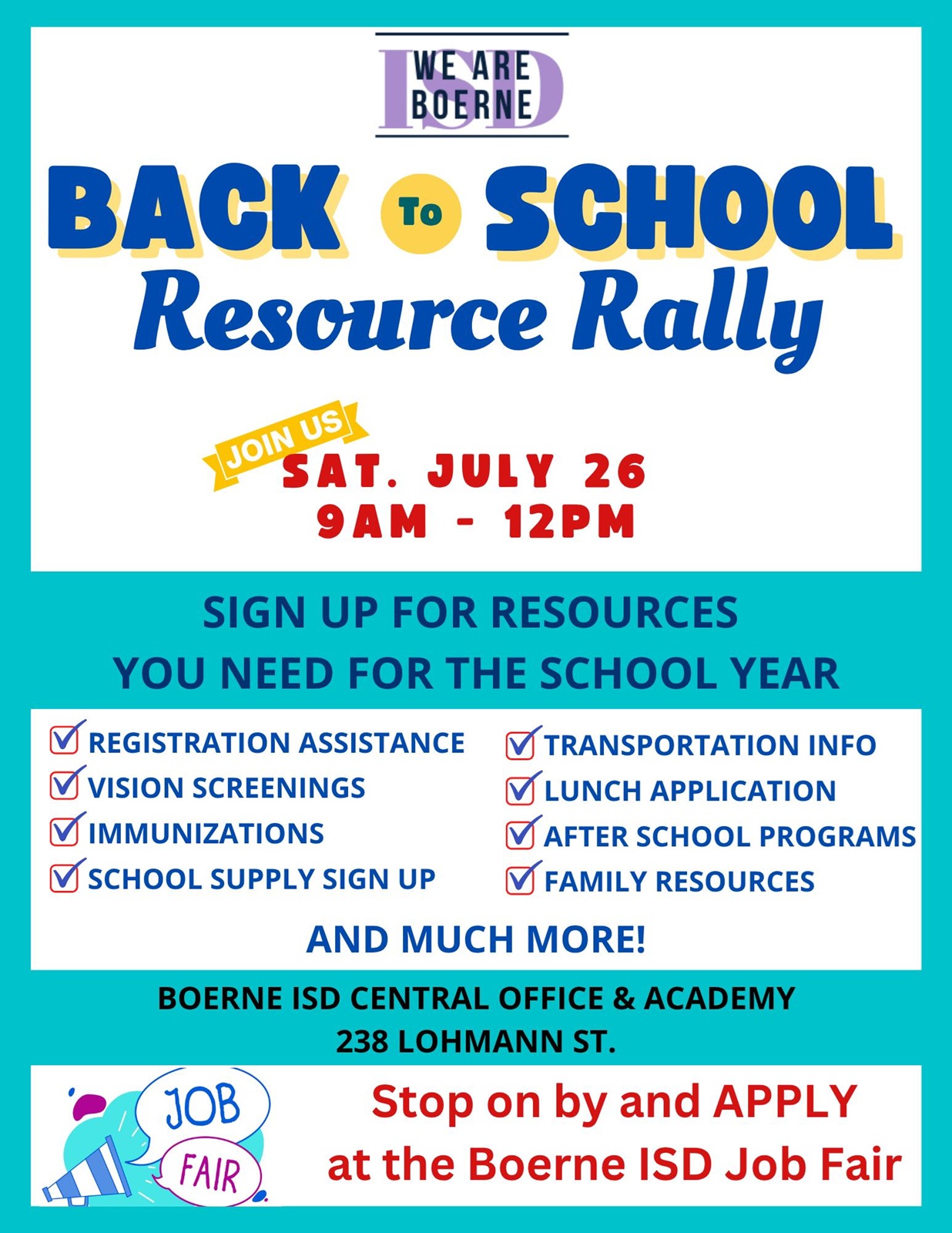 Boerne ISD Resource Rally at Boerne ISD Central Office