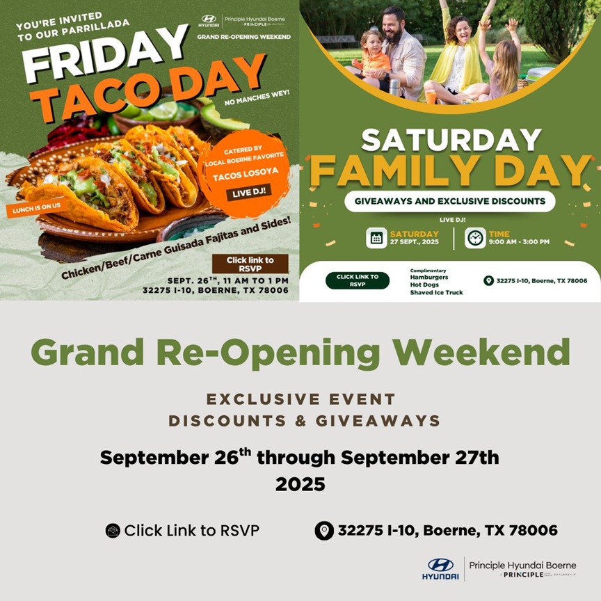 Grand Re-Opening Weekend at Principle Hyundai Boerne