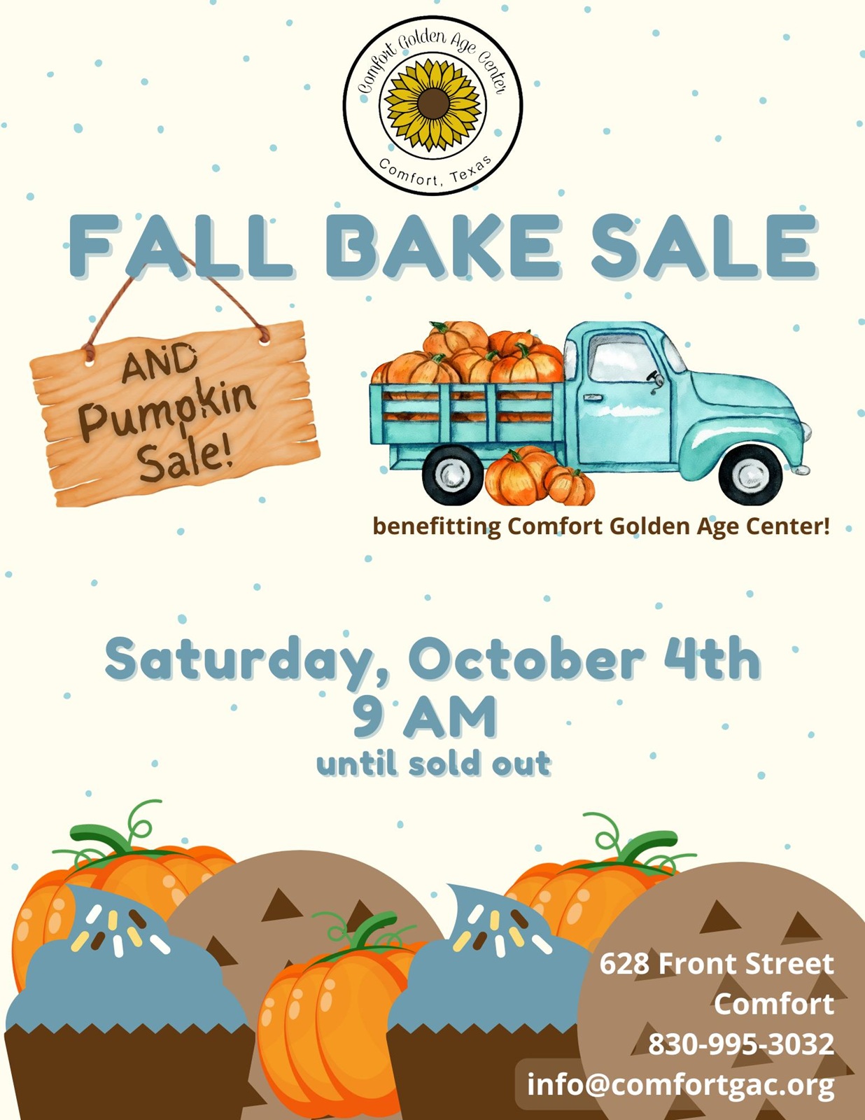 Fall Bake Sale and Pumpkin Sale at Comfort Golden Age Center