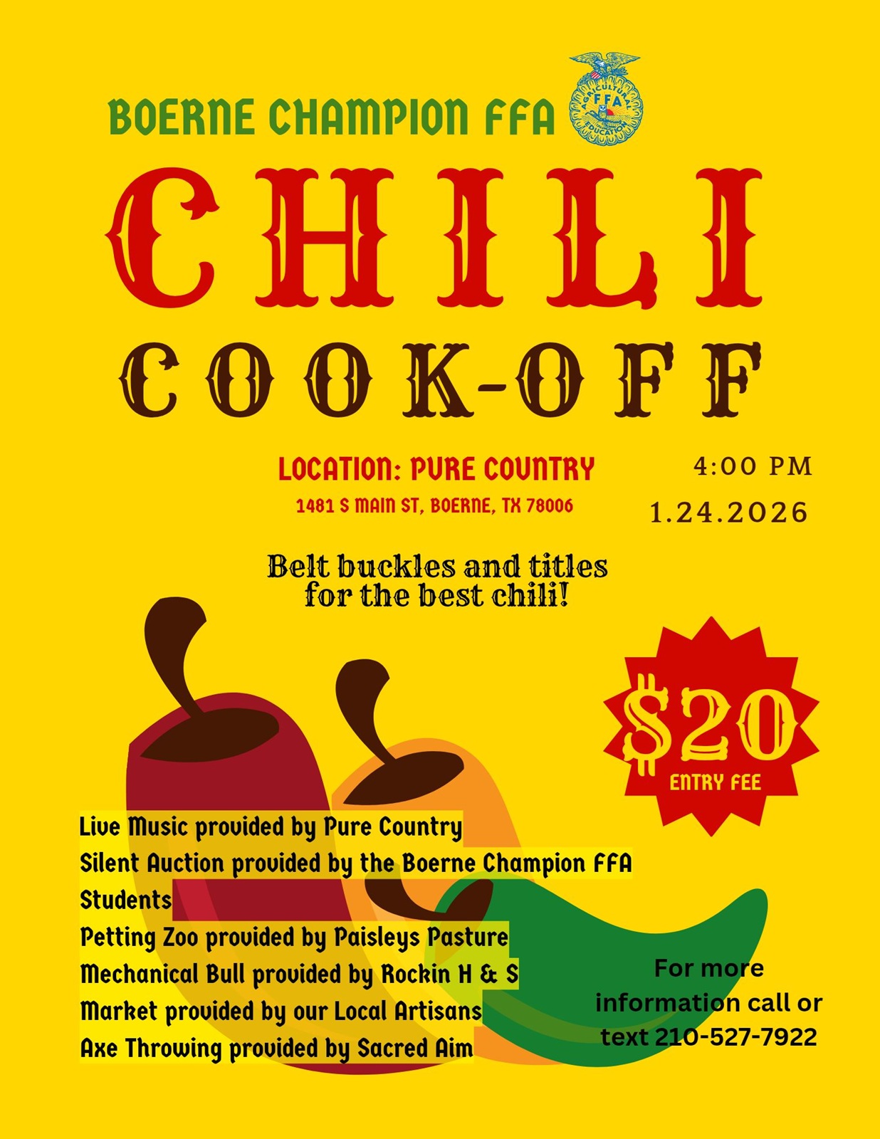 Boerne Champion FFA Chili Cook-Off at Pure Country