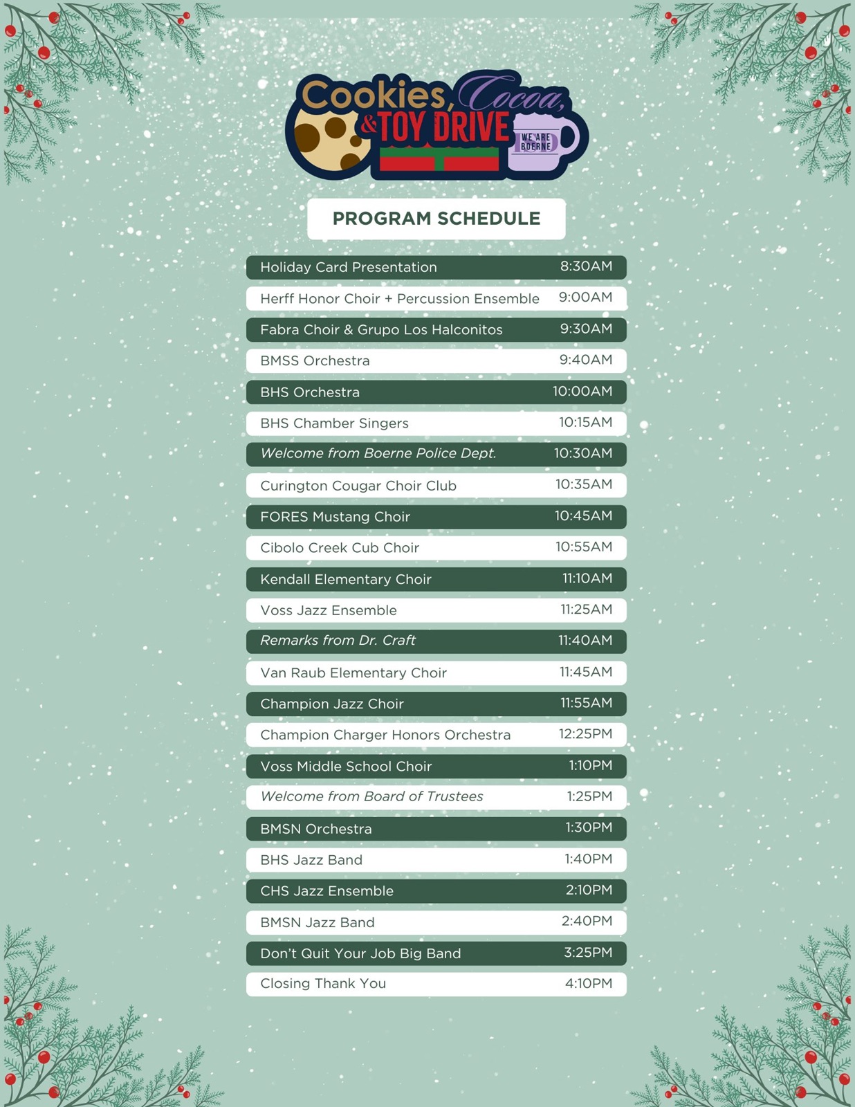 Cookies and Cocoa at Boerne ISD Central Office