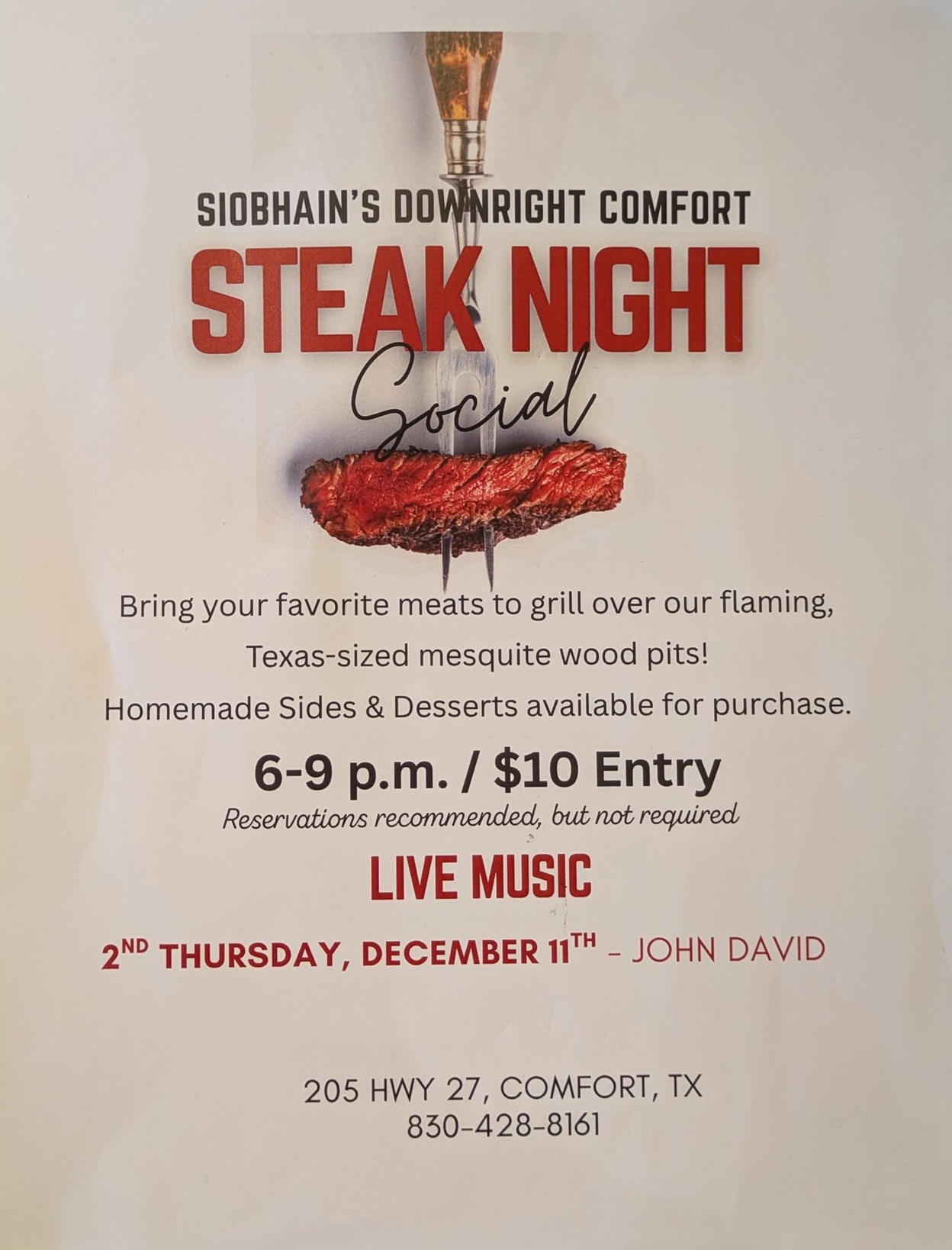 Steak Night Social at Shopping With Siobhain