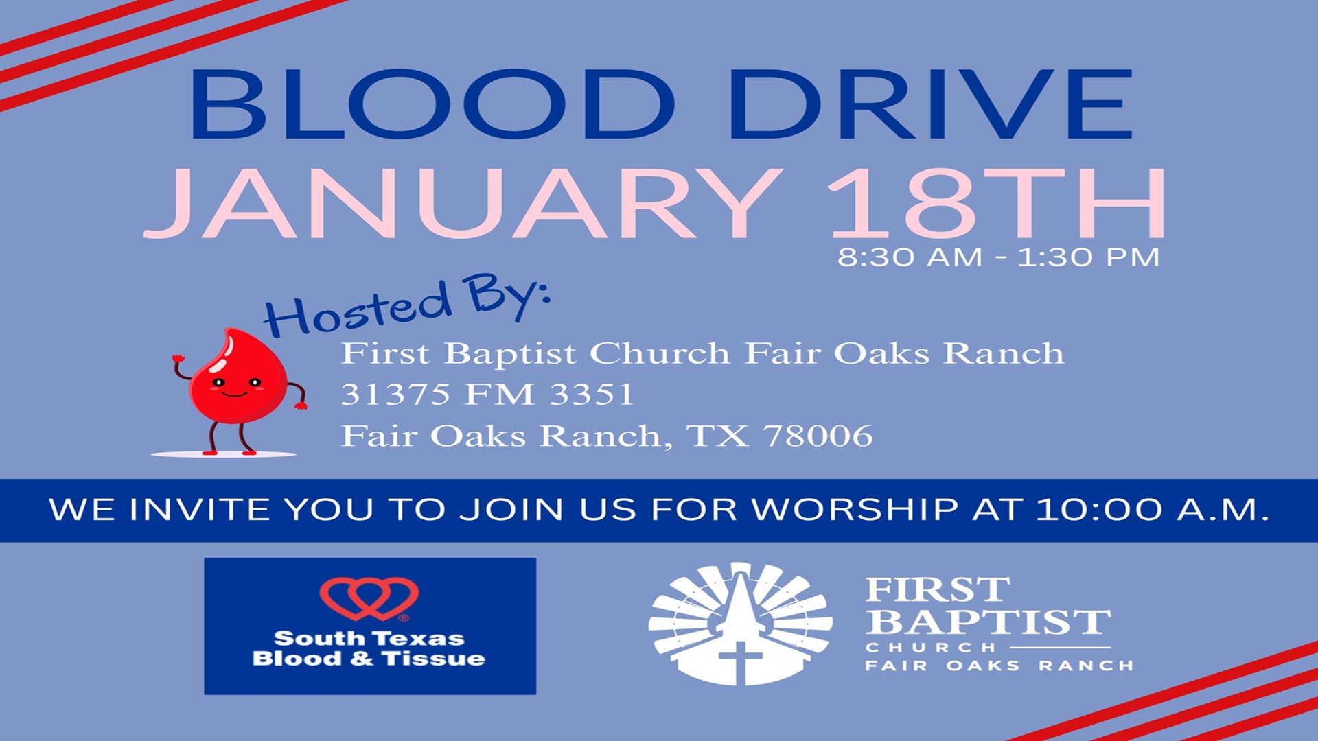 Blood Drive at First Baptist Church Fair Oaks Ranch