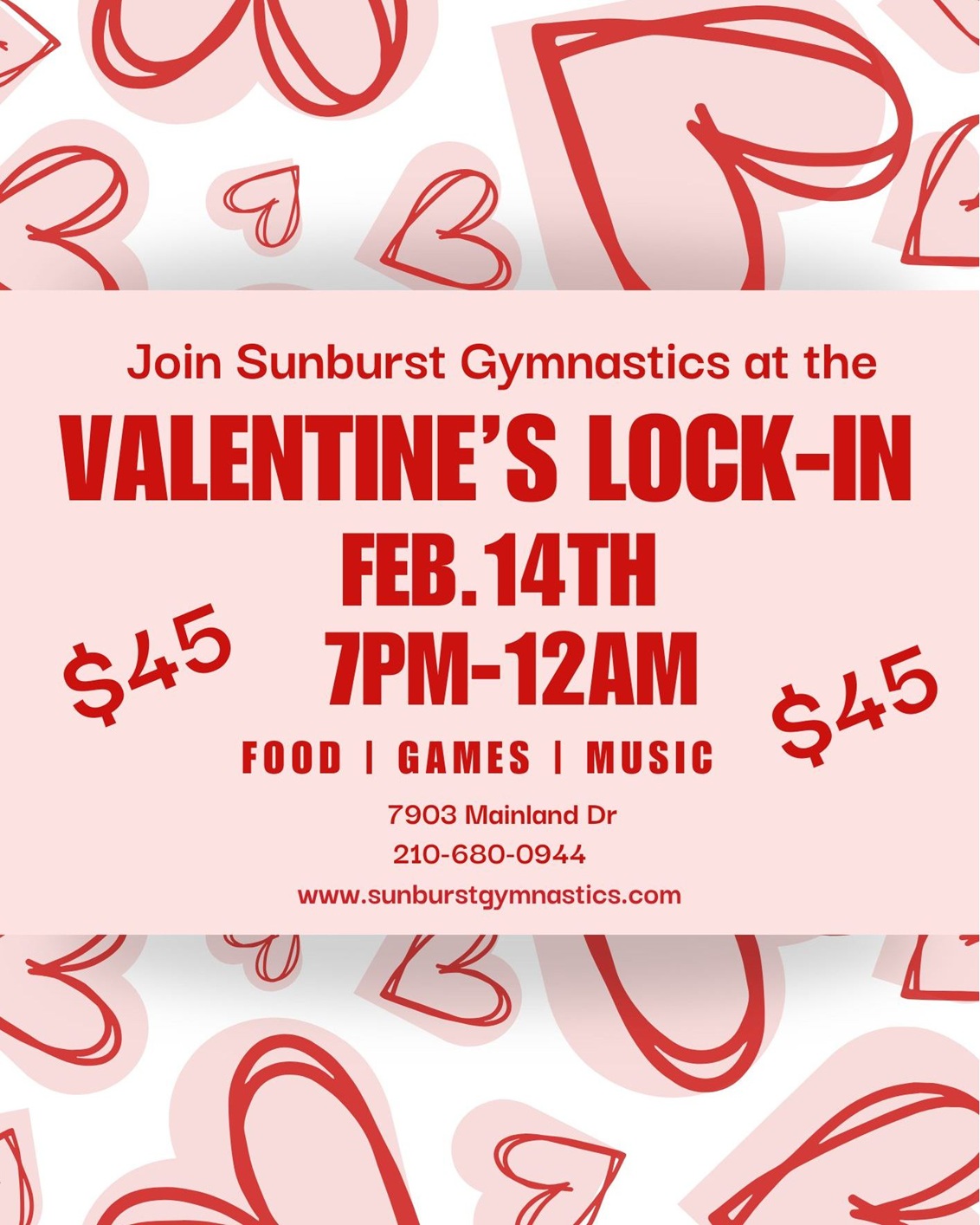 Valentine’s Lock-In at Sunburst Gymnastics Academy