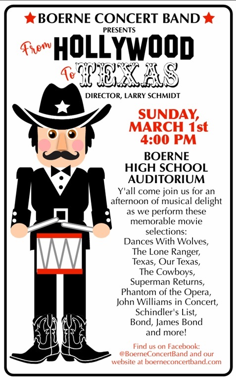 From Hollywood to Texas at Boerne High School Auditorium