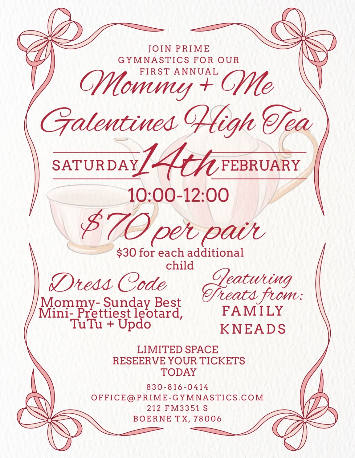 Mommy + Me Galentine’s High Tea at Prime Gymnastics