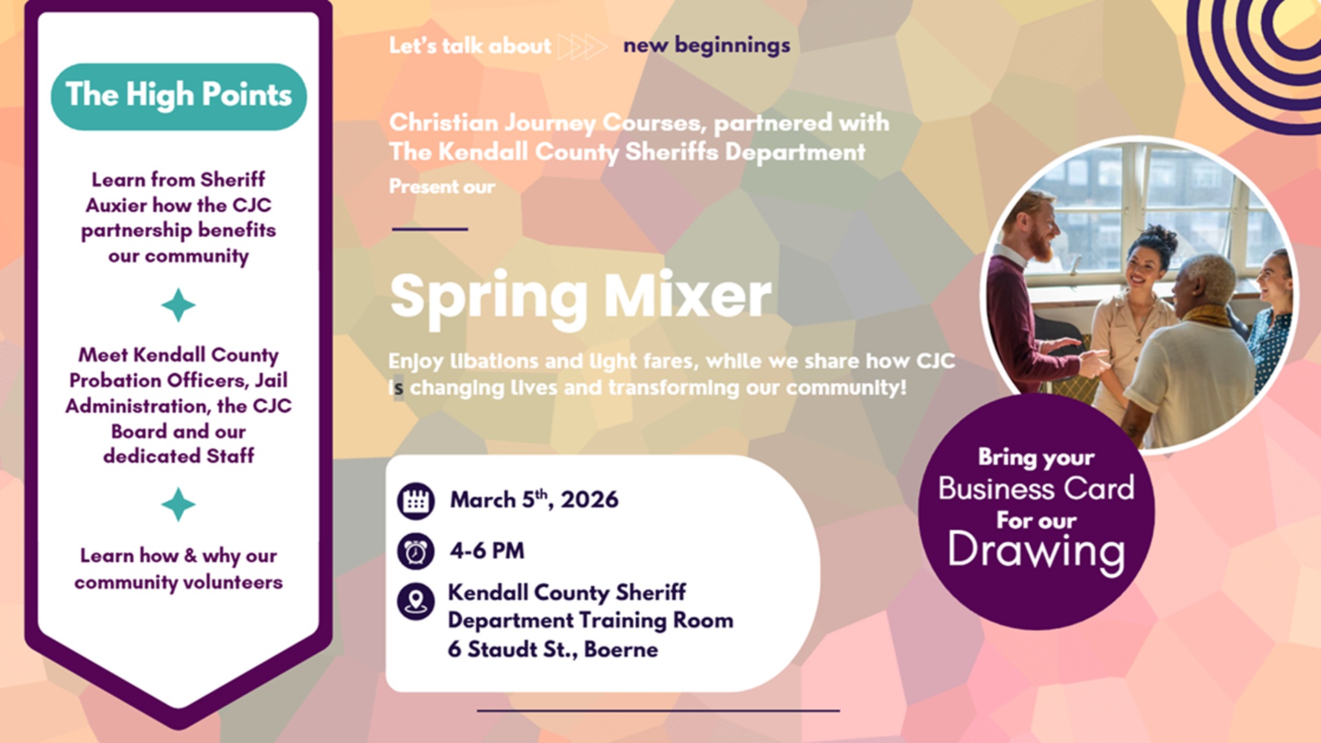 Spring Mixer at Kendall County Sheriff Department Training Room