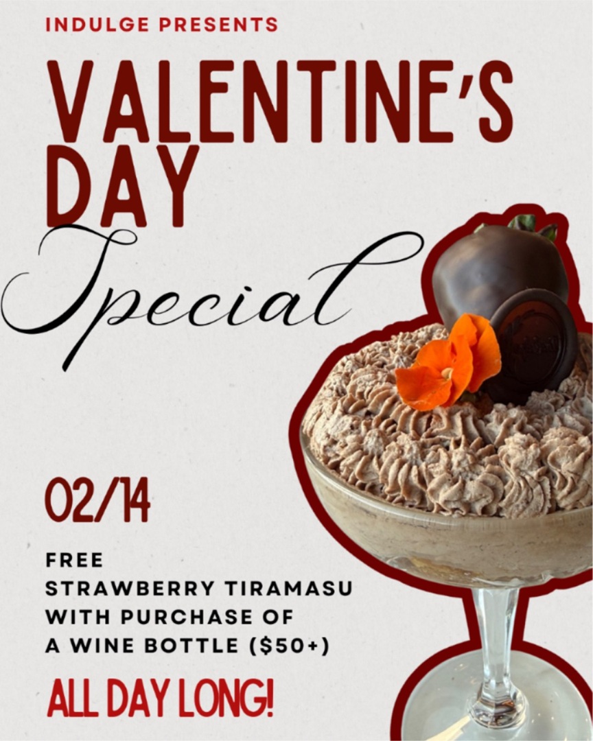 Valentine’s Day Special at Indulge Wine Bar