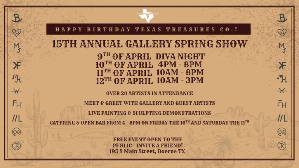 15th Annual Texas Treasures Co. Gallery Spring Show at Texas Treasures Fine Art Gallery