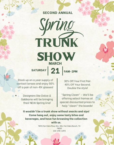 Second Annual Spring Trunk Show at Texas State Optical