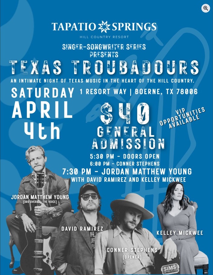 Singer-Songwriter Series: Texas Troubadours at Tapatio Springs Hill Country Resort