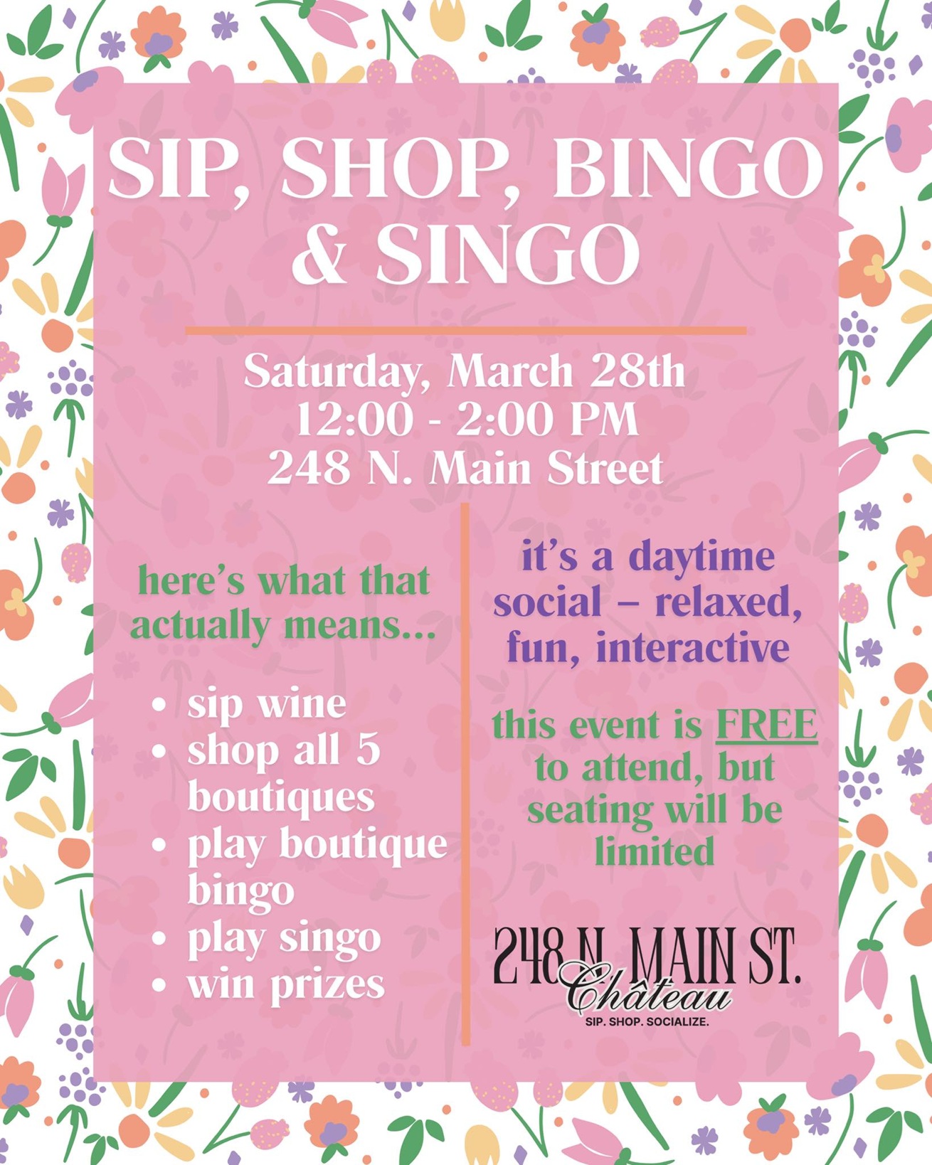 Sip, Shop, Bingo & Singo Social at 248 N. Main Street