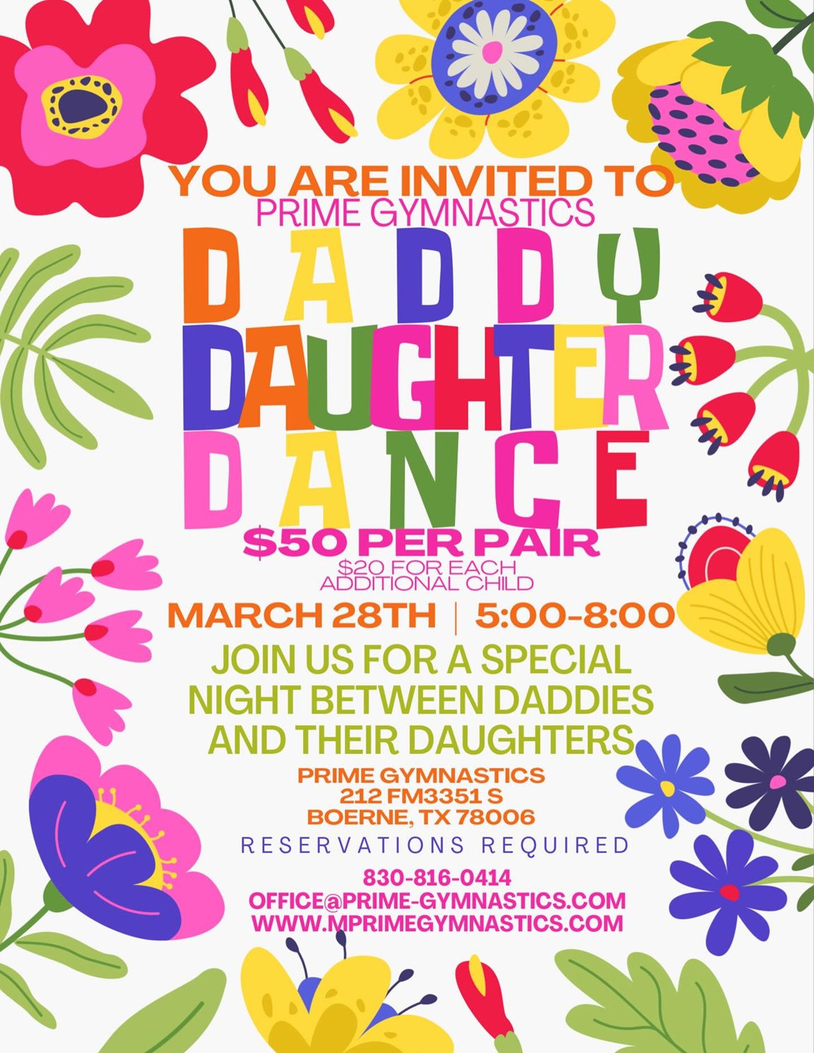 Spring Daddy-Daughter Dance at Prime High Performance Gymnastics