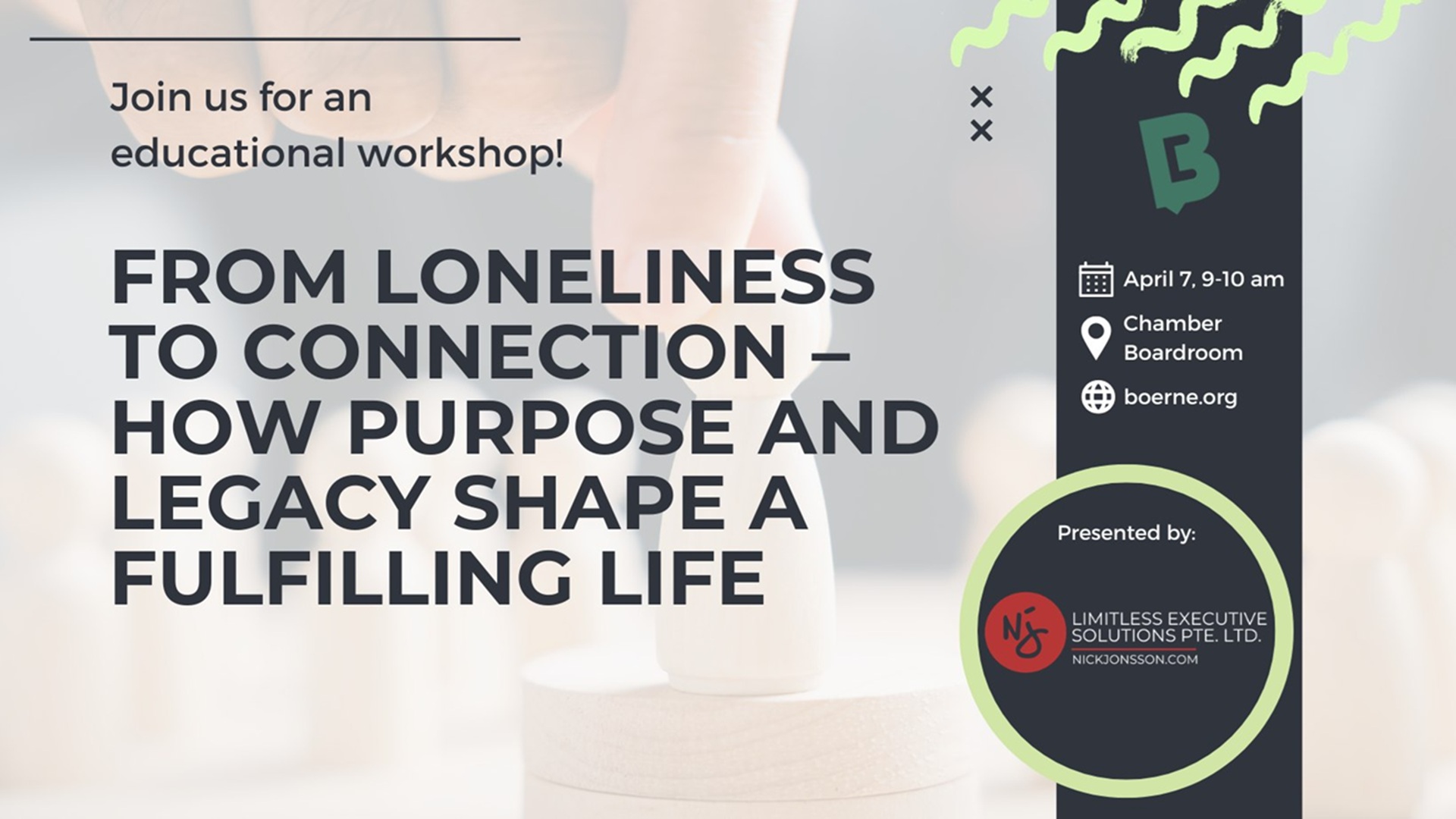 Workshop: From Loneliness to Connection – How Purpose and Legacy Shape a Fulfilling Life at Greater Boerne Chamber of Commerce