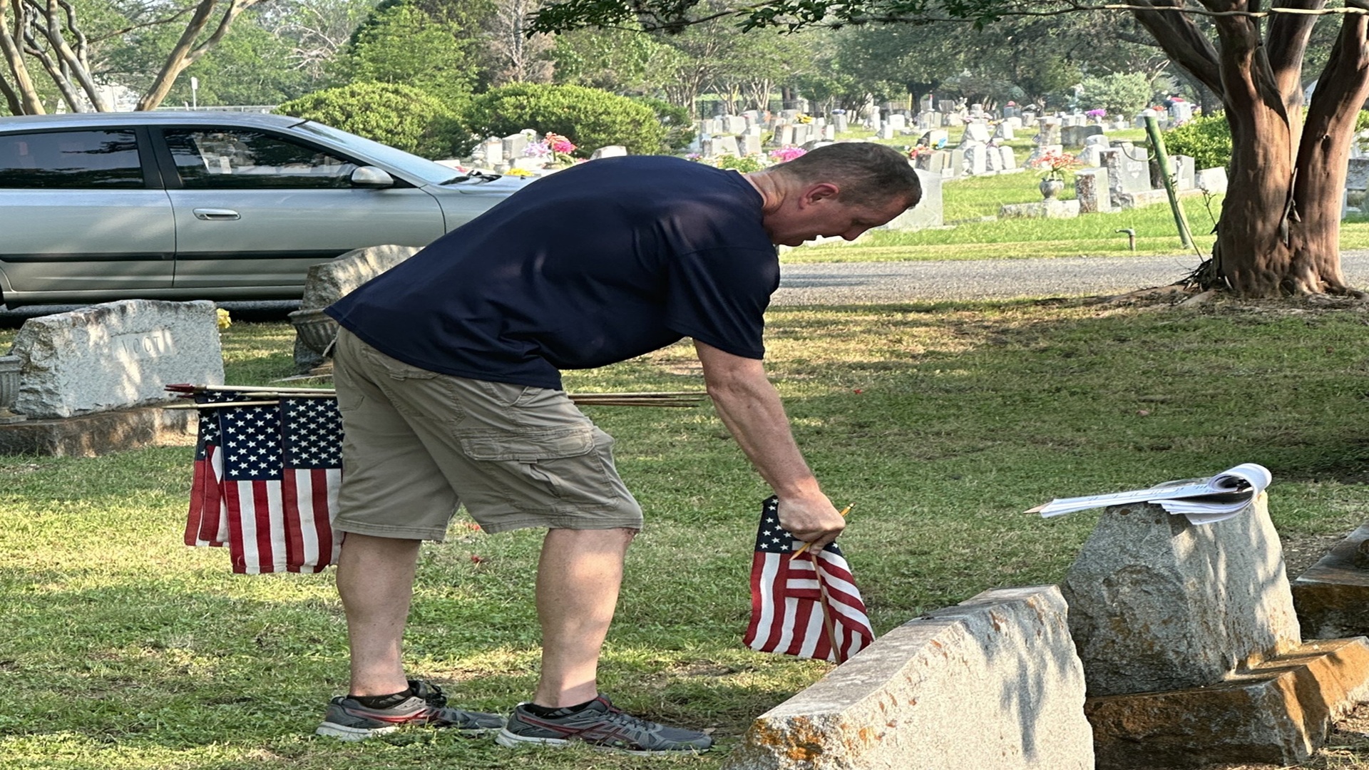 Flags Out at Boerne Cemetery