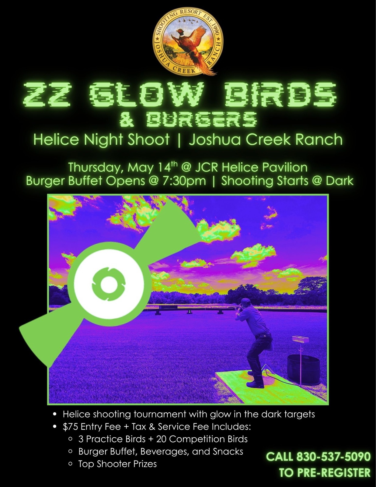 Glow Birds & Burgers Helice Night Shoot at Joshua Creek Ranch
