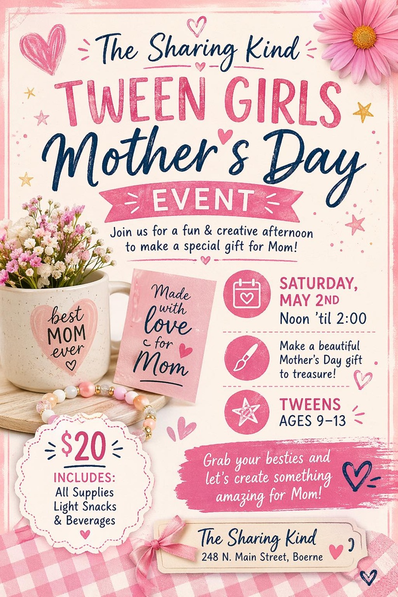 Tween Girls Mother’s Day Event at The Sharing Kind