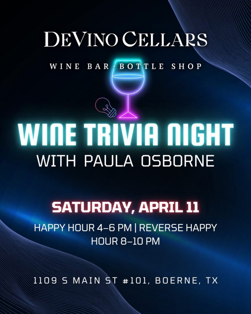 Wine Trivia Night with Paula Osborne at DeVino Cellars