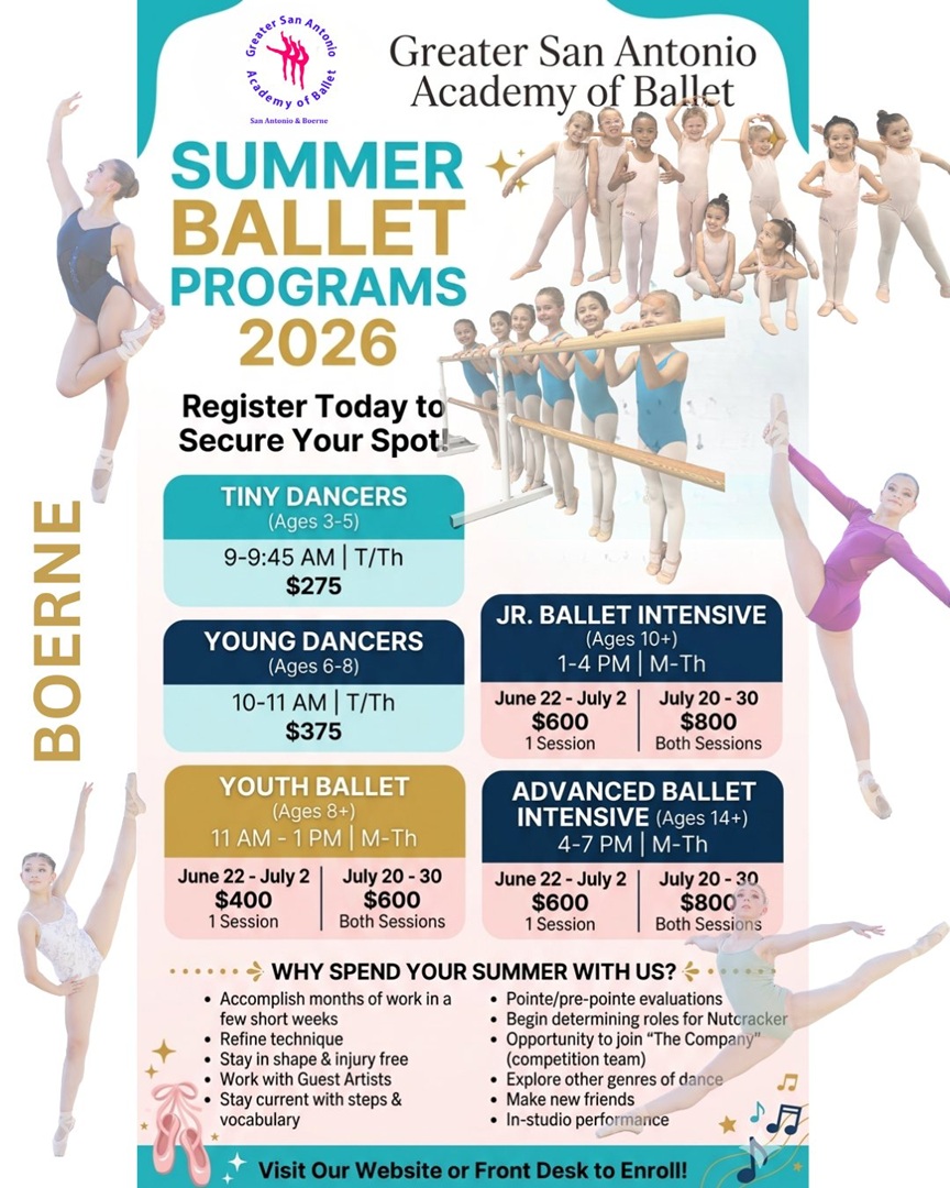 Summer Ballet Programs 2026 at Greater San Antonio Academy of Ballet