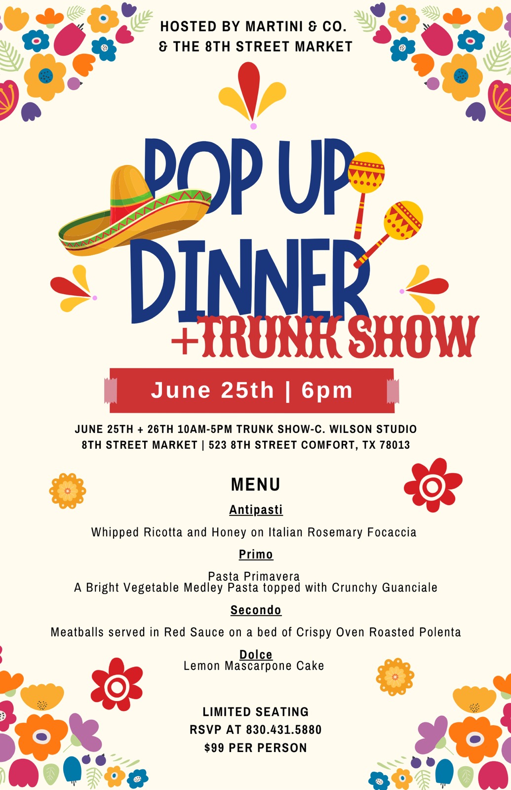 June Pop Up Dinner Poster
