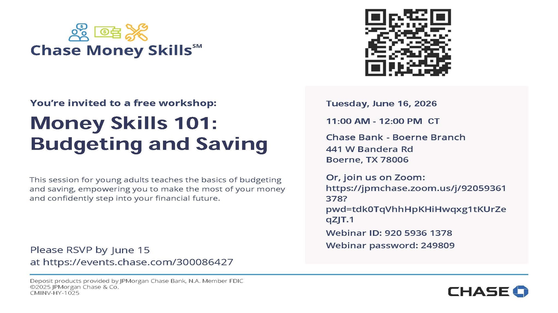 Money Skills 101: Budgeting and Savings at Chase Bank Boerne