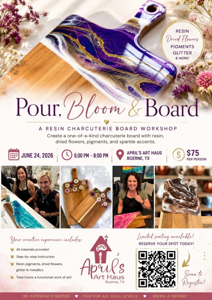 Pour, Bloom & Board at April’s Art Haus