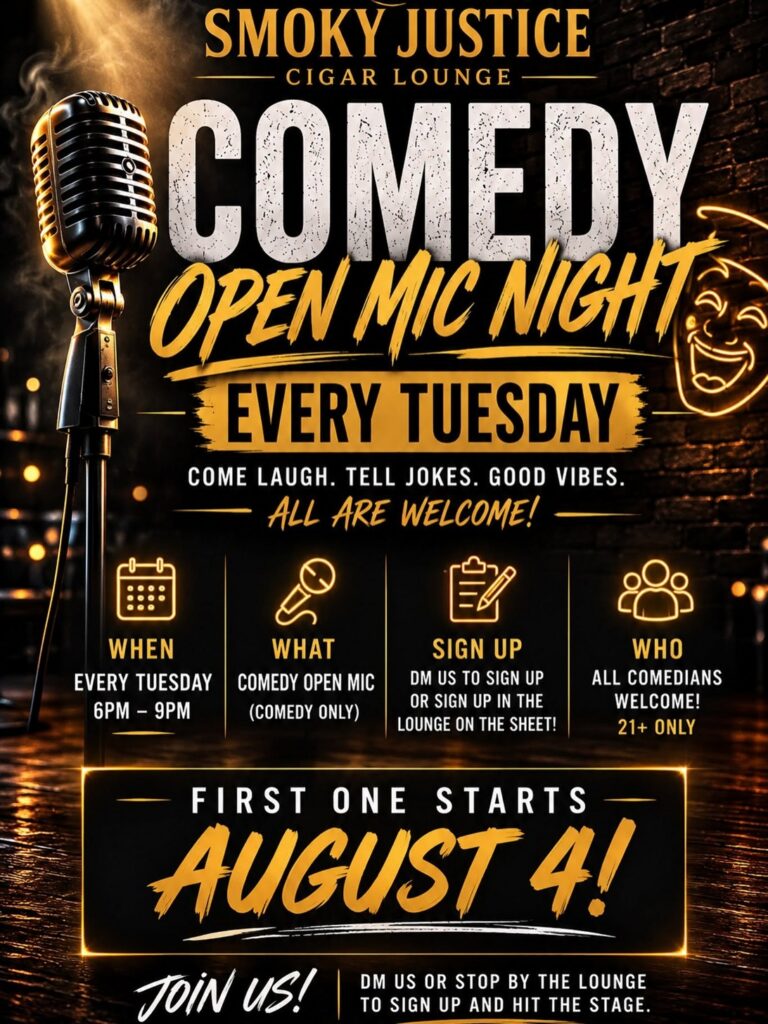 Comedy Open Mic Night at Smoky Justice Cigar Lounge