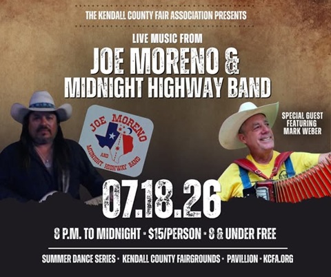 Summer Dance Series Featuring Joe Moreno & Midnight Highway Band at Kendall County Fairgrounds