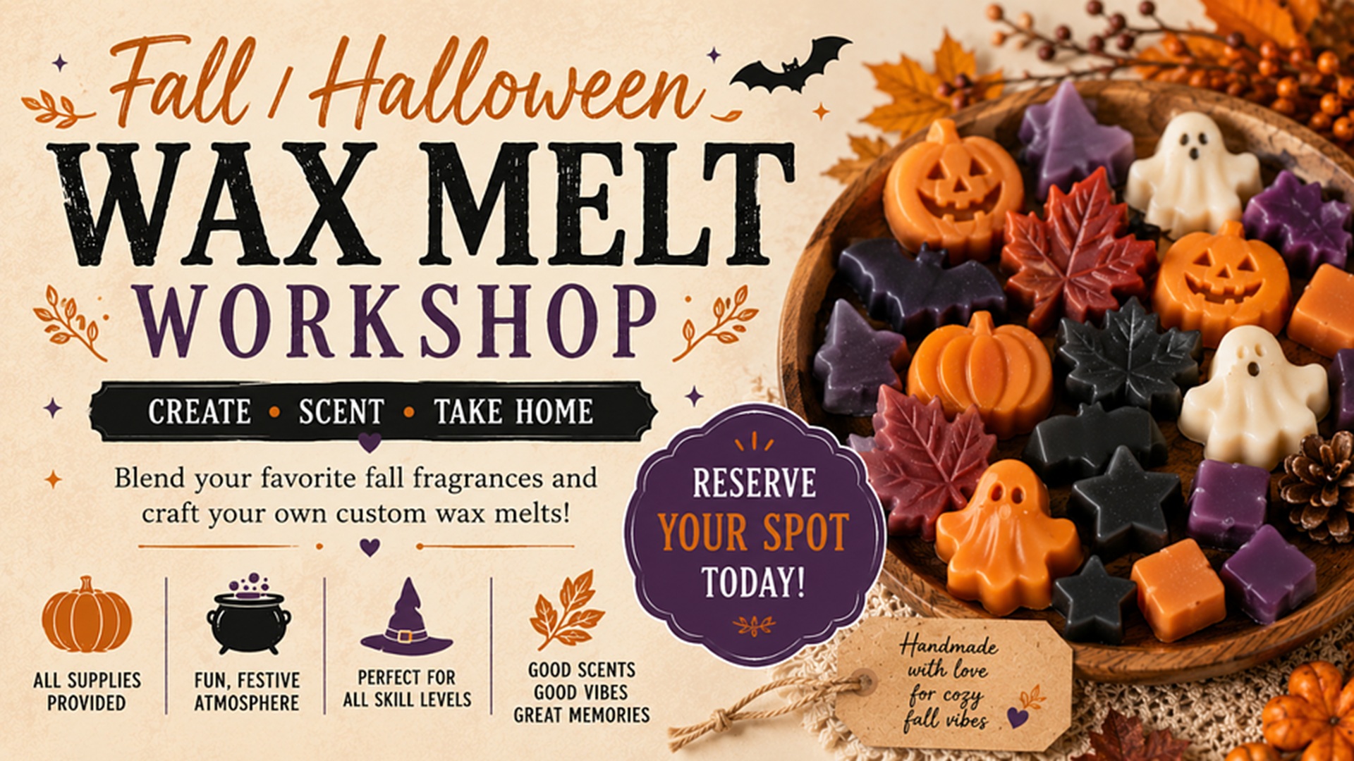 Fall & Halloween Wax Melts Workshop at The Downtown DIY