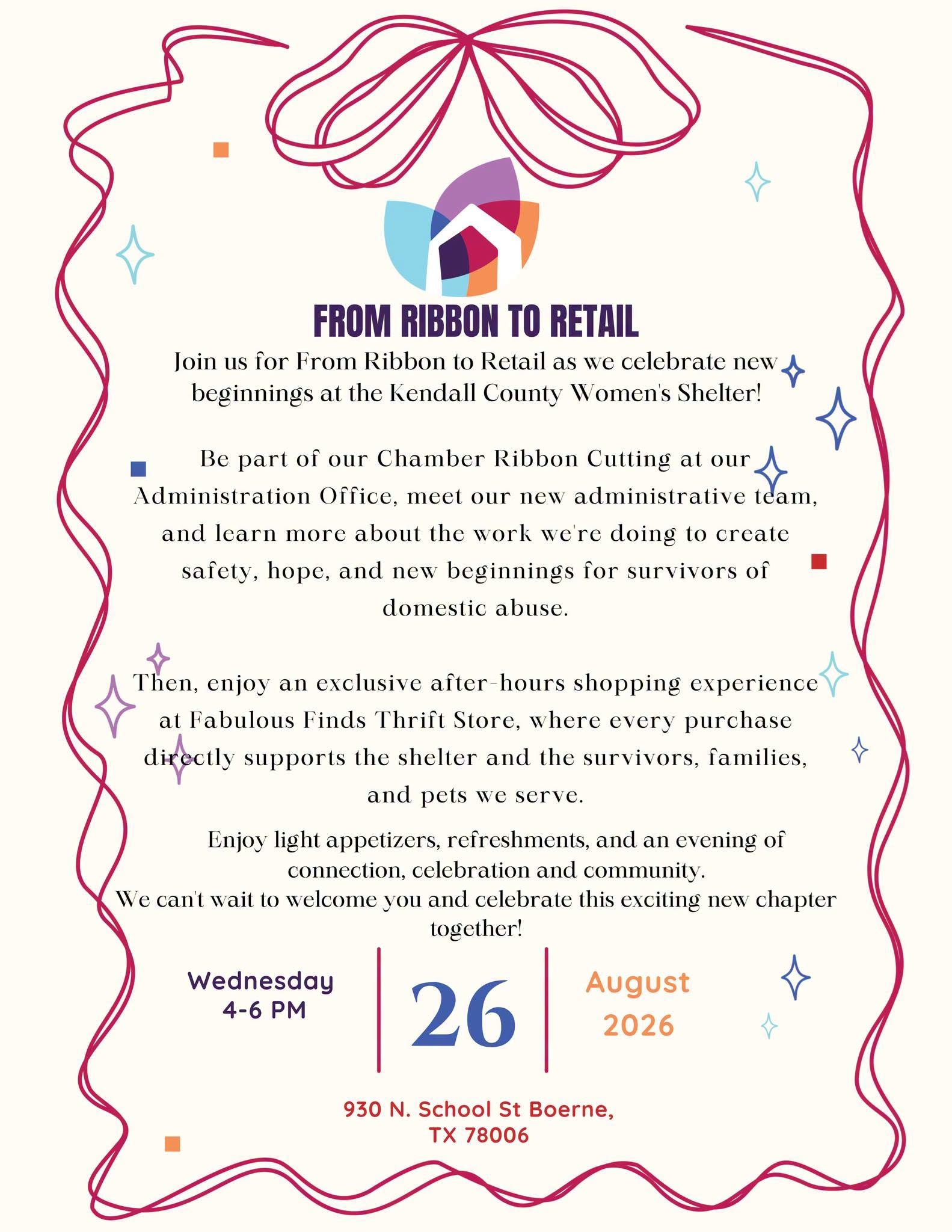 Ribbon to Retail at Kendall County Women’s Shelter