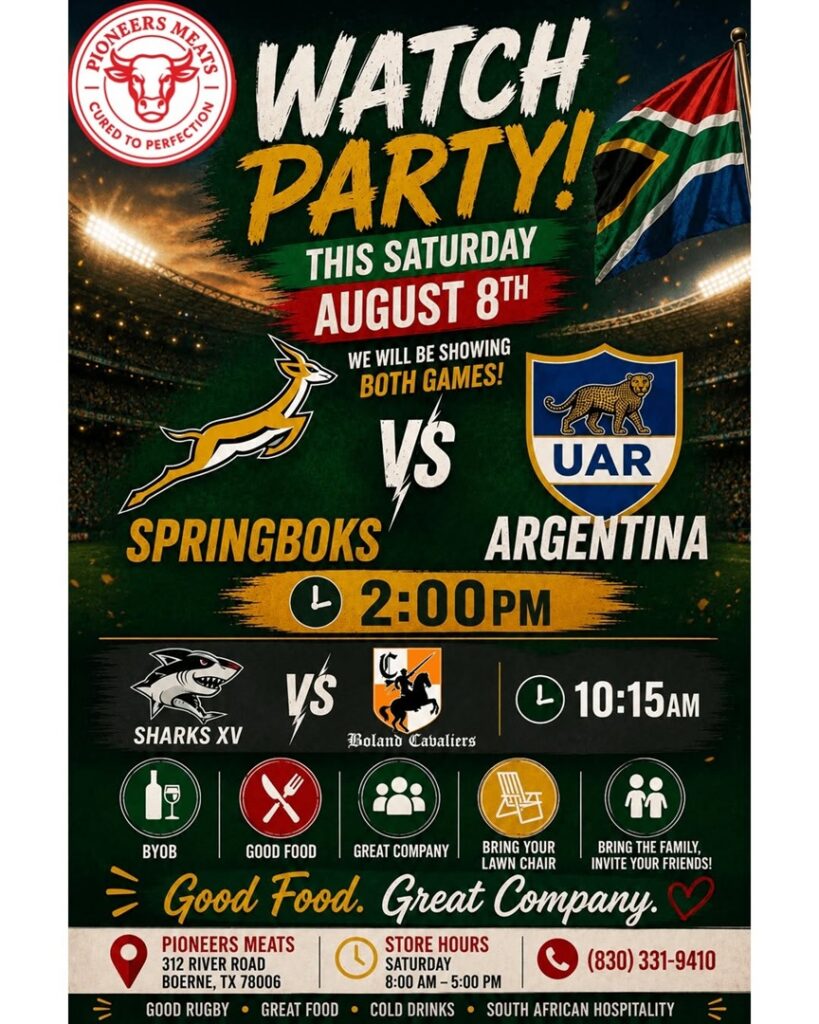 Rugby Watch Party at Pioneers Meats