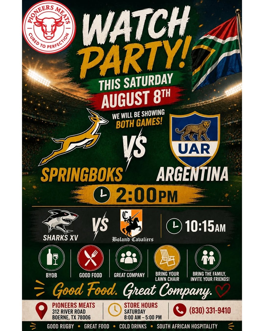 Rugby Watch Party at Pioneers Meats