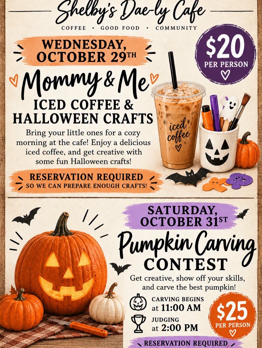 Halloween Events at Shelby’s Dae-ly Cafe