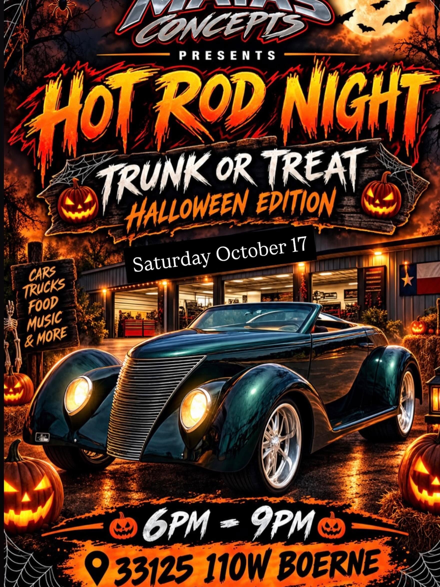 Hot Rod Night: Trunk or Treat Halloween Edition at Matas Concepts