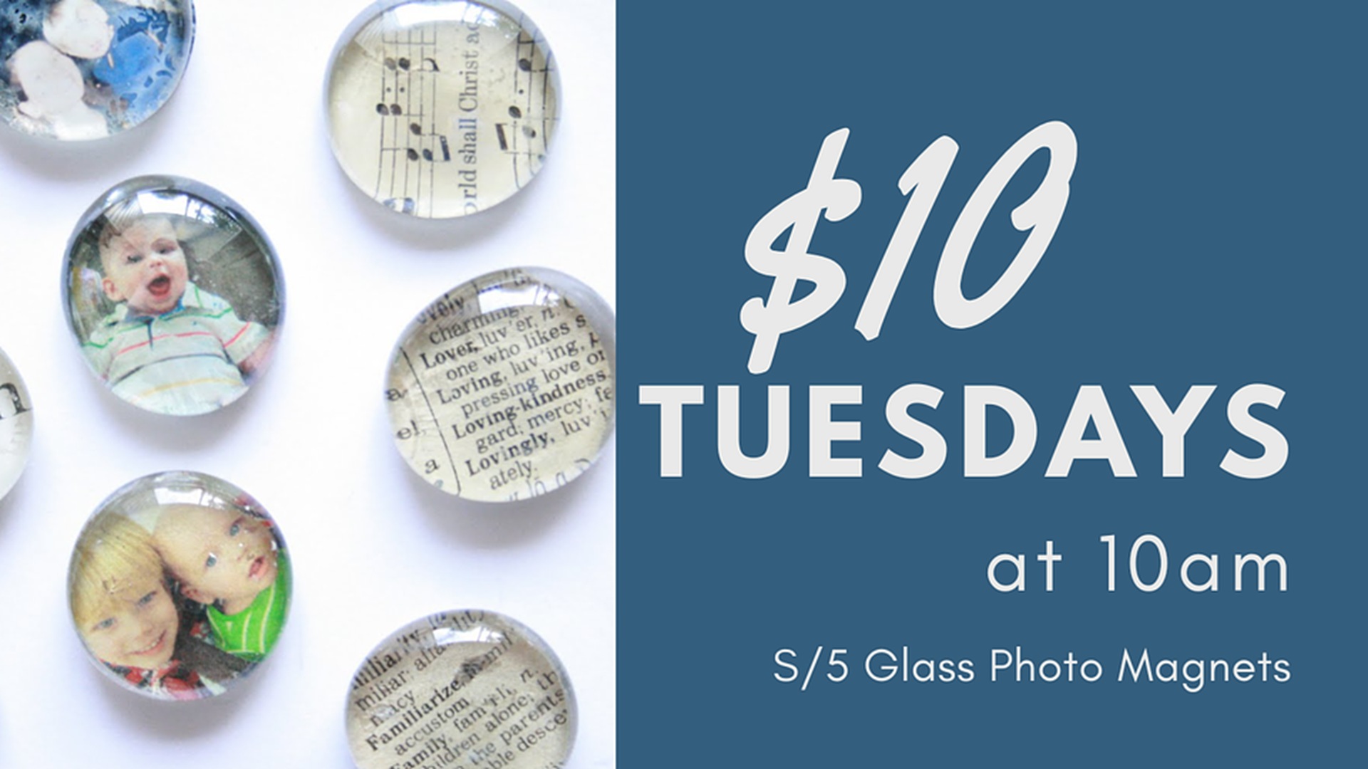 Set of 5 Glass Photo Magnets at The Downtown DIY